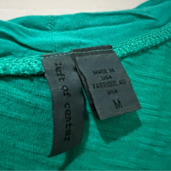 Left of Center Medium 💯 Cotton Made in USA Anthropologie green Tank O3 - Picture 3 of 4